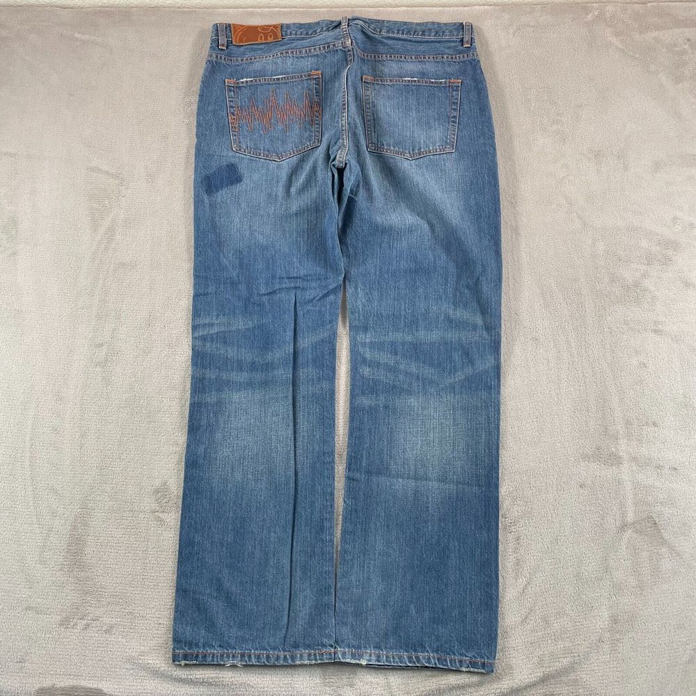 Vintage The Hundreds Jeans Men 40x33 Blue Embroidered Pocket Whiskering Distress
